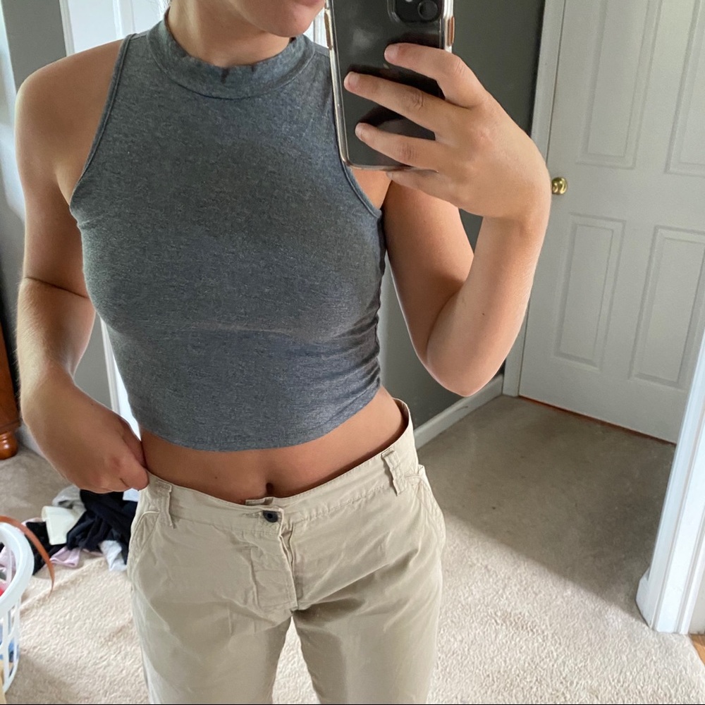Grey sleeveless top